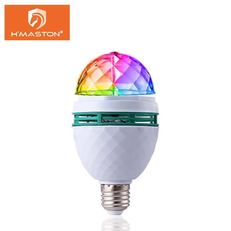 Electro Nest Lâmpada Giratória Colorida Led RGB Com Adaptador Tomada Lâmpada Globo Luz Led ND-01