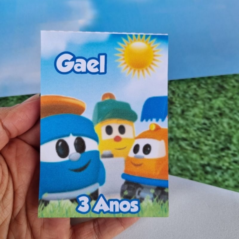 kit Lembrancinha Aniversário Léo o Caminhão Bloquinhos Personalizados Nome e idade Lembrança Festa Infantil