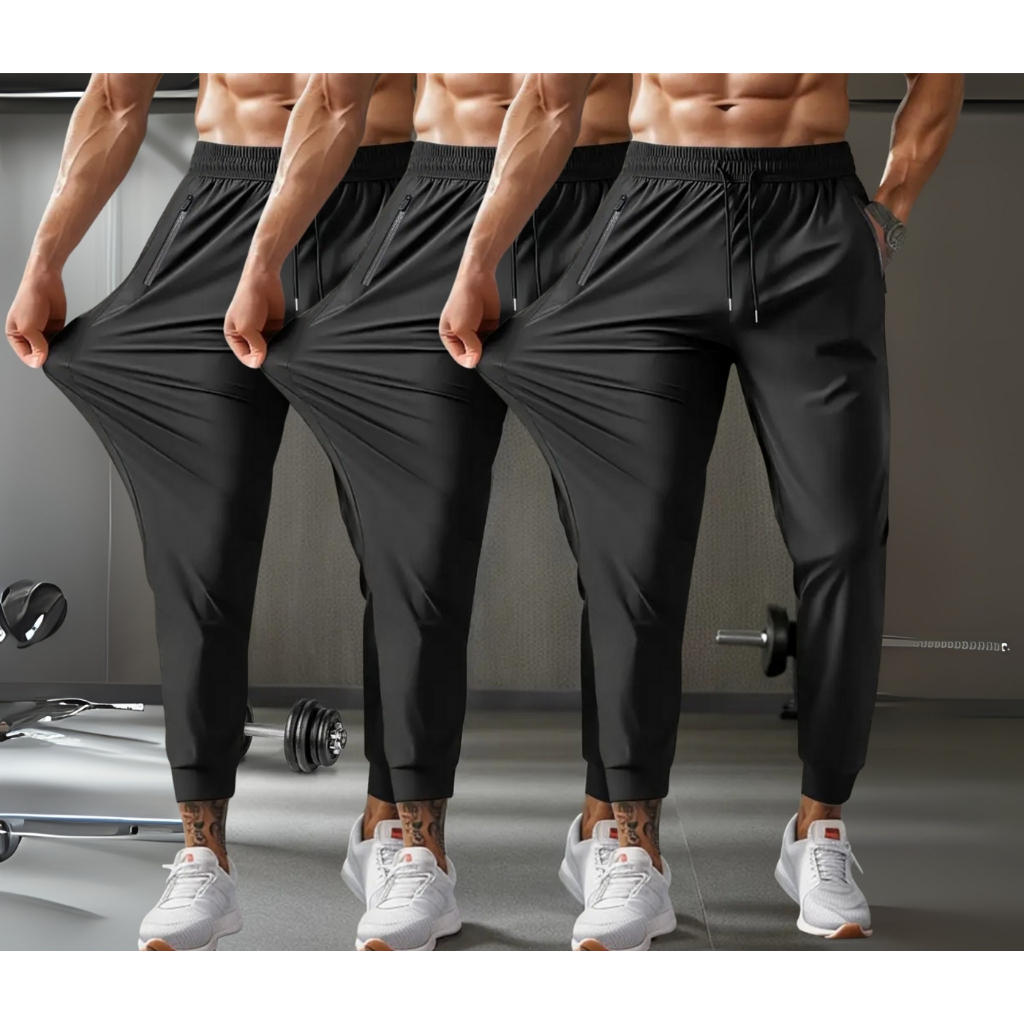 Kit Calça Masculina Elastano Esportiva Fitness Slim Fit