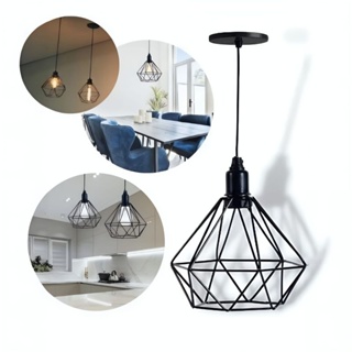 Luminária pendente diamante de teto aramado variações em Oferta na Shopee