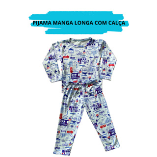 Pijama Infantil Masculino Manga Longa 100% Algodão 2 ao 16 Leve e Confortável Fresco Para Menino em Oferta na Shopee
