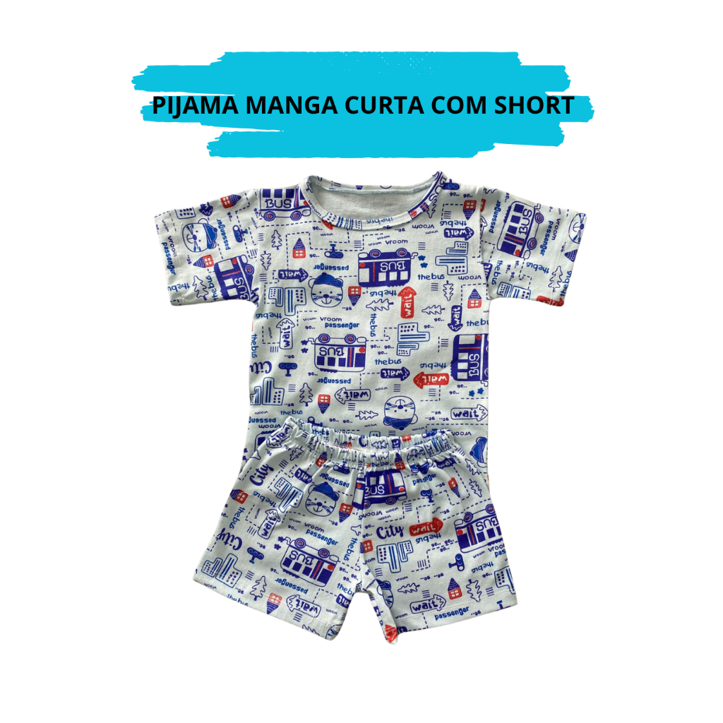 Pijama Manga Curta Masculino Infantil Menino 02 Ao 16 100% Algodão Confortável Criança Verão Dormir em Oferta na Shopee