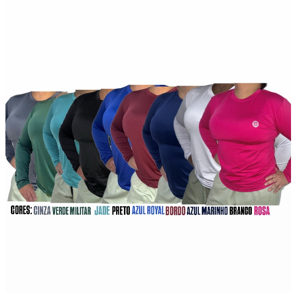 Kit 3 Camisas UV Manga Longa Unissex Térmica Proteção Solar e Frio Plus Size