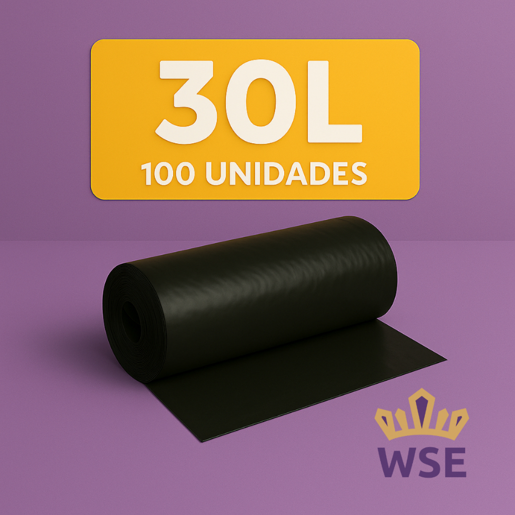 Saco de Lixo 30 Litros Preto c/100 Unidades Promocional