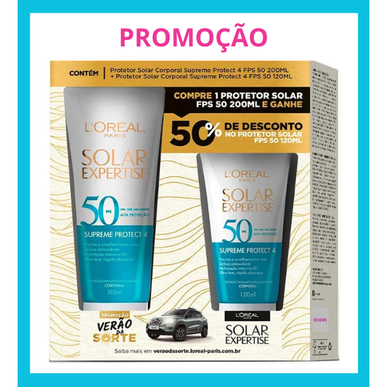 Kit Protetor Solar Corporal L'Oréal Expertise Supreme Protect 4 FPS 50 200ml + 120ml - PROMOÇÃO