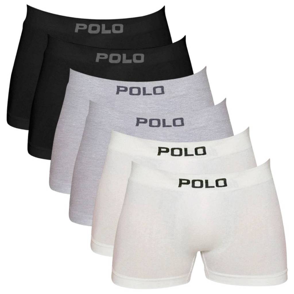 Kit C/6 Cuecas Boxer Polo 781 Algodão Sortido Masculino