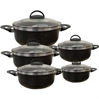 JOGO DE PANELA TEFLON 5 PEÇAS TAMPA DE VIDRO TEMPERADO NÃO GRUDA, REFORÇADA, ALÇA ANTITÉRMICA em Oferta na Shopee