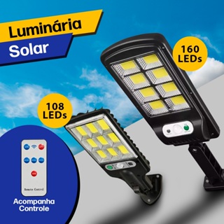 Luminária Solar Led 100W Mini Refletor Poste 160 Leds Cob Sensor de Presença Prova D'Água Potente em Oferta na Shopee