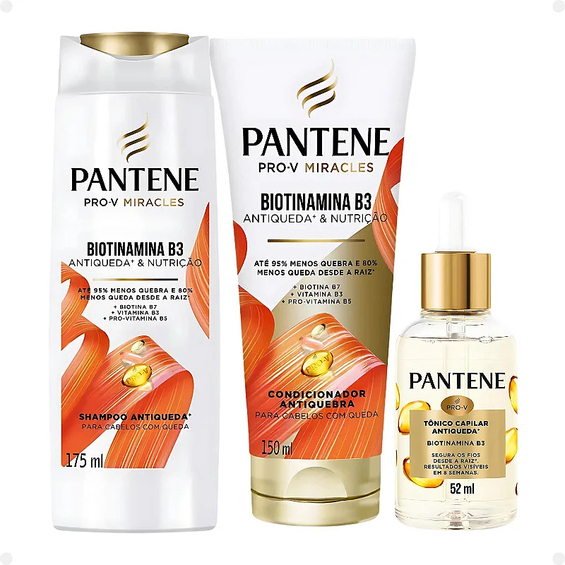Kit Pantente Biotinamina Shampoo 175ml+Condicionador Biotinamina 150ml +Tônico Capilar Biotinamina em Oferta na Shopee