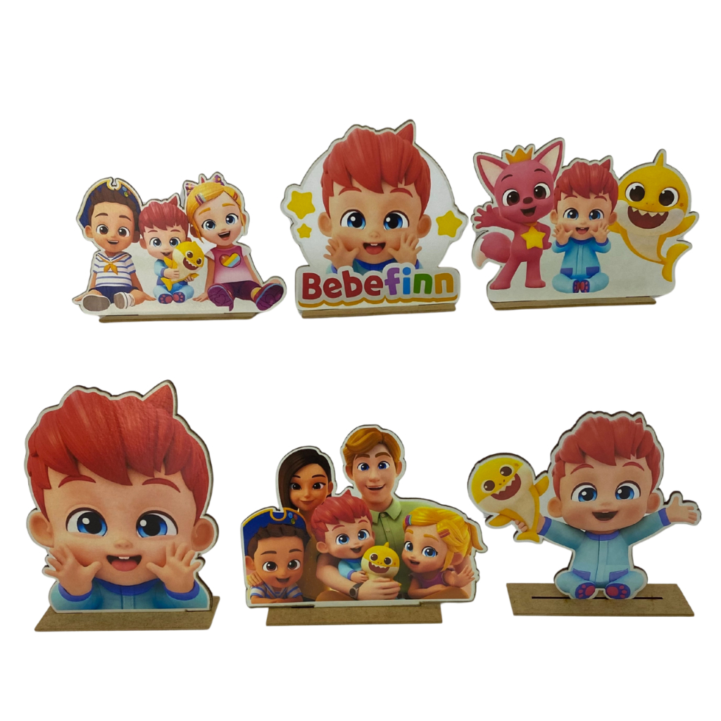 Kit Display de Mesa 6 Peças Para Festa Bebefinn MDF em Oferta na Shopee