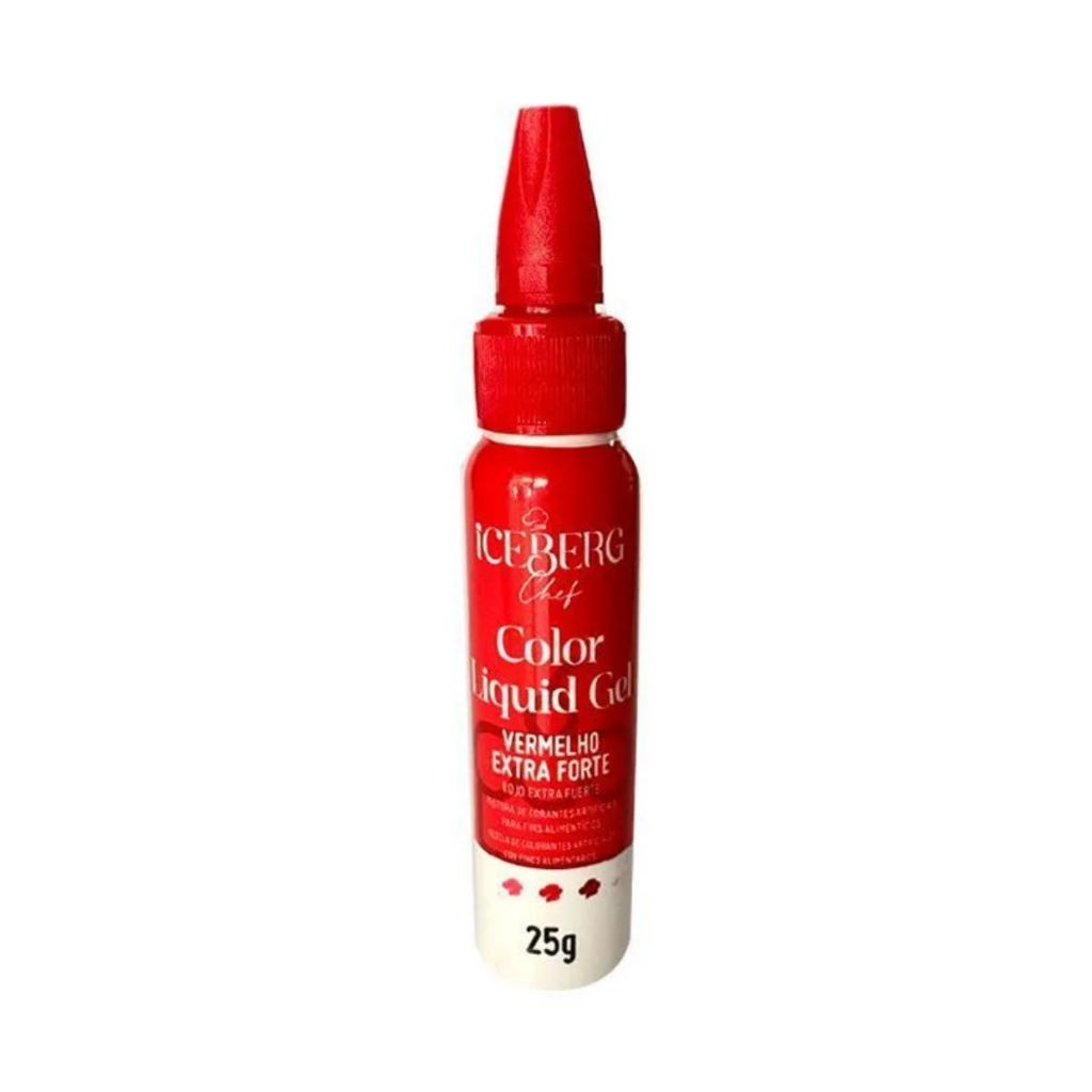 Corante Liquid Gel Vermelho Extra Forte - 25g - Iceberg Chef em Oferta na Shopee