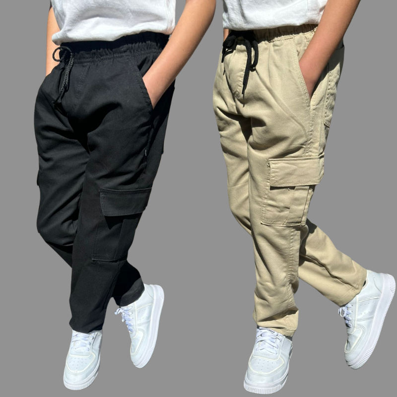 Calça Infantil Cargo E Jogger Juvenil Menino E Menina Estilo C/Elástico Varias Cores Jeans E Sarja