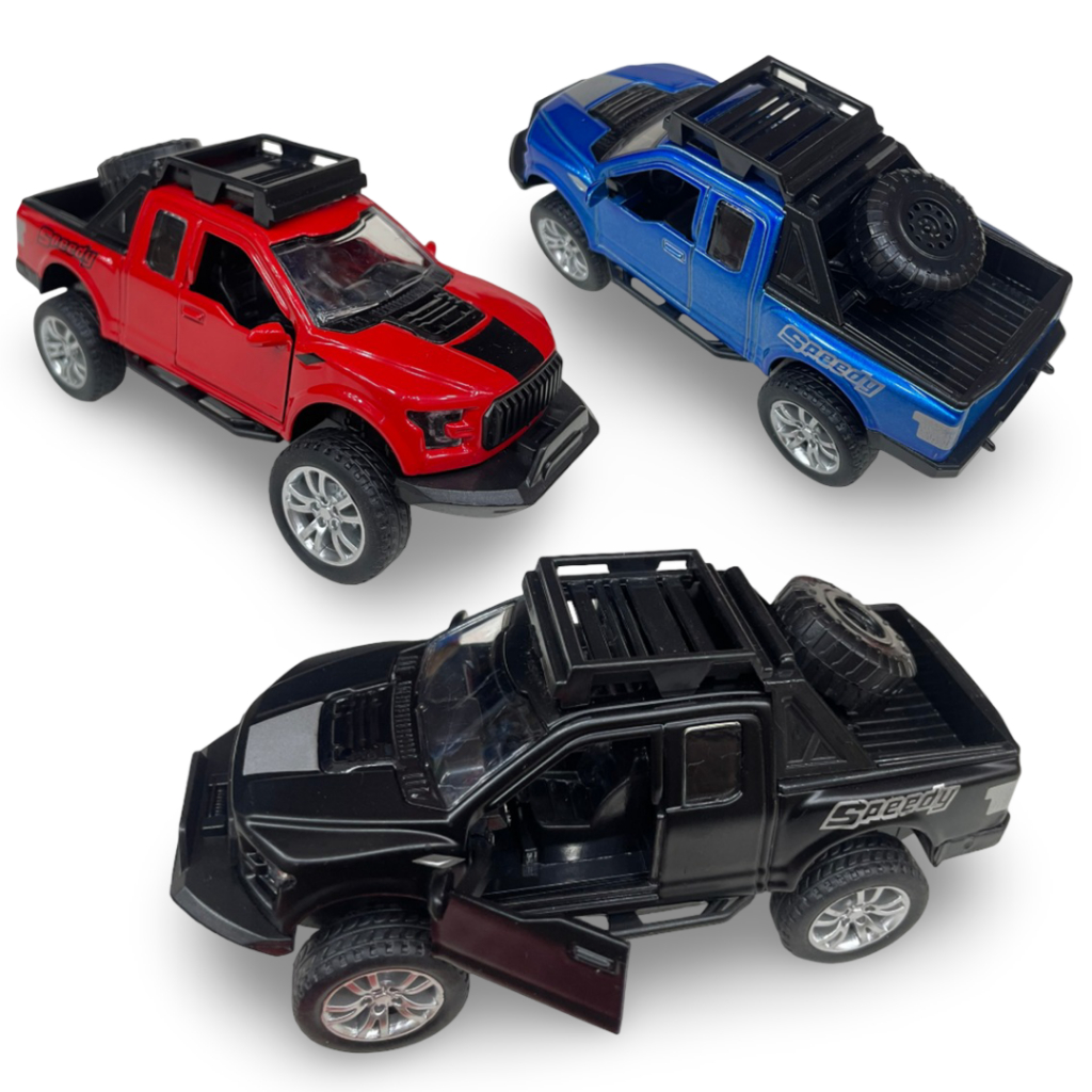 🚙 Miniatura Caminhonete de Metal Speedy Estilo Ford F-150 Raptor | Fricção + Portas que Abrem em Oferta na Shopee