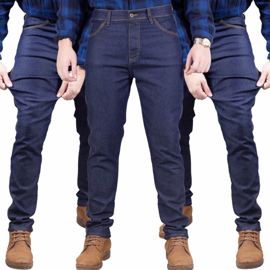 Kit Com 3 Calças Jeans Masculina Com Elastano Básica De Trabalho e Passeio Promocional em Oferta na Shopee