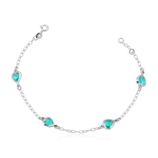 Pulseira Feminina de Prata 925 Coração Cravejado com Zircônia | Diversas Cores em Oferta na Shopee