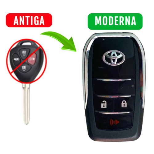 Chave Canivete Capa Toyota Hilux Etios 2006 2006 2007 2008 2009 2010 2011 2012 2013 2014 2015 Adaptação 3 Botões