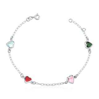 Pulseira Feminina de Prata 925 Coração Cravejado com 7mm e Colorida em Oferta na Shopee