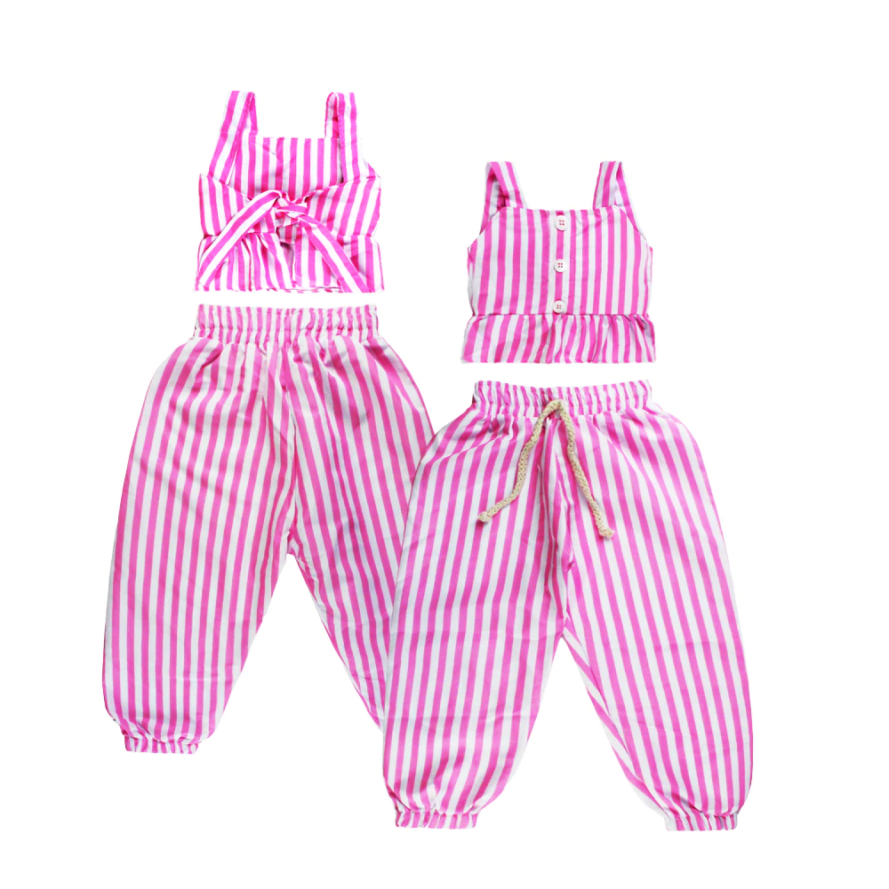 KIT 3 Conjunto Menina Infantil Tecido Listrado Blusa Calça