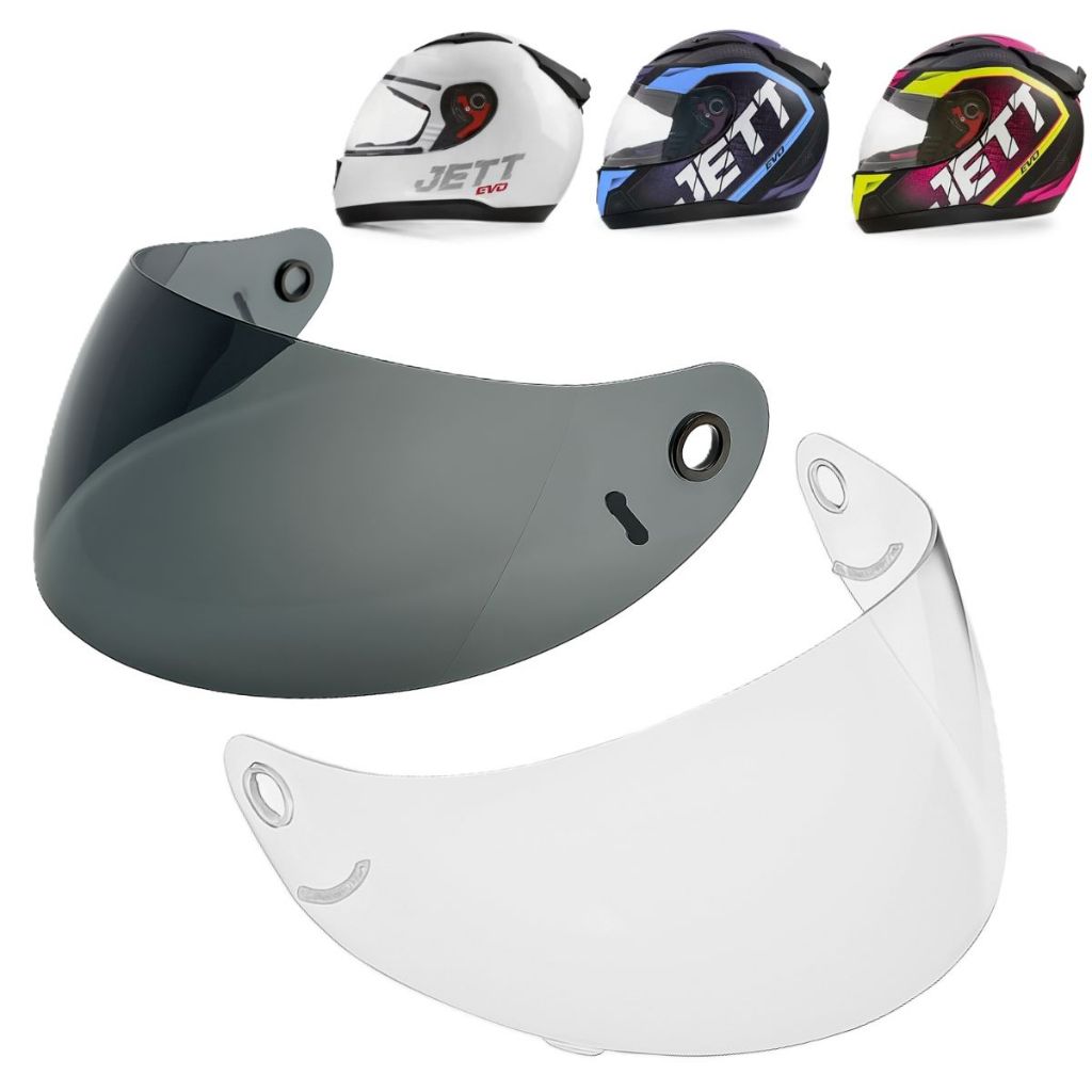 Par Viseiras Cristal e Fume Capacete Jett Evo Live Antirrisco 2.2mm em Oferta na Shopee