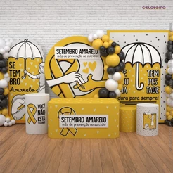 Decoração Setembro Amarelo: Capas e Painel Setembro Amarelo Sublimado Veste Fácil Em Tecido