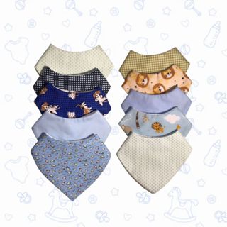 Kit 5 Babador Bebê Alimentação Pano De Boca Menino Menina Triângulo Infantil 100% Algodão em Oferta na Shopee