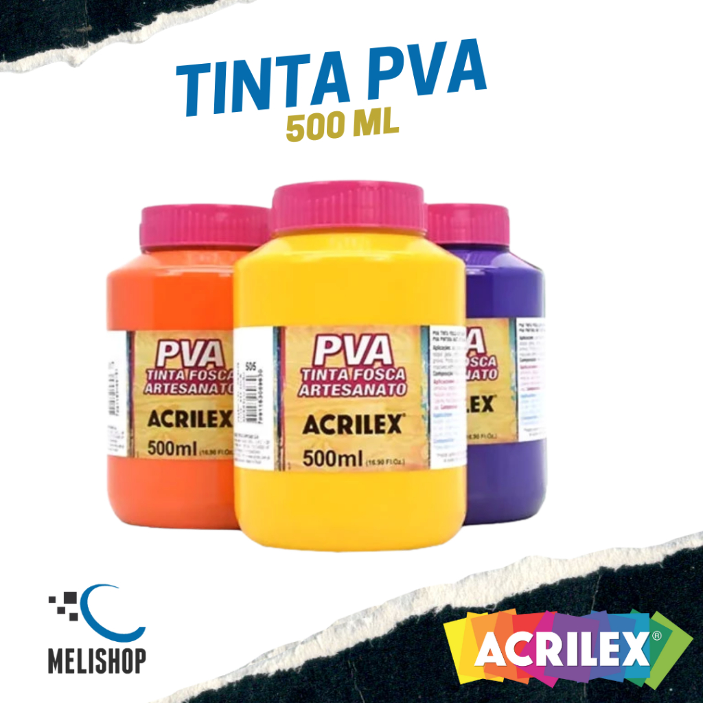 Tinta PVA Fosca Para Artesanato 500ml Alta Cobertura Secagem Rápida Acrilex