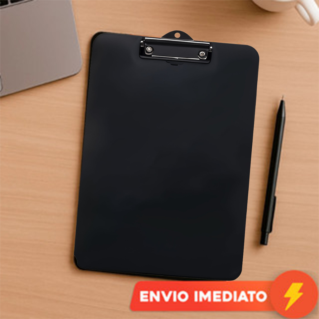 Prancheta Preta De Madeira Anotação Escritório A4 Ofício Black Com Prendedor De Metal Preto