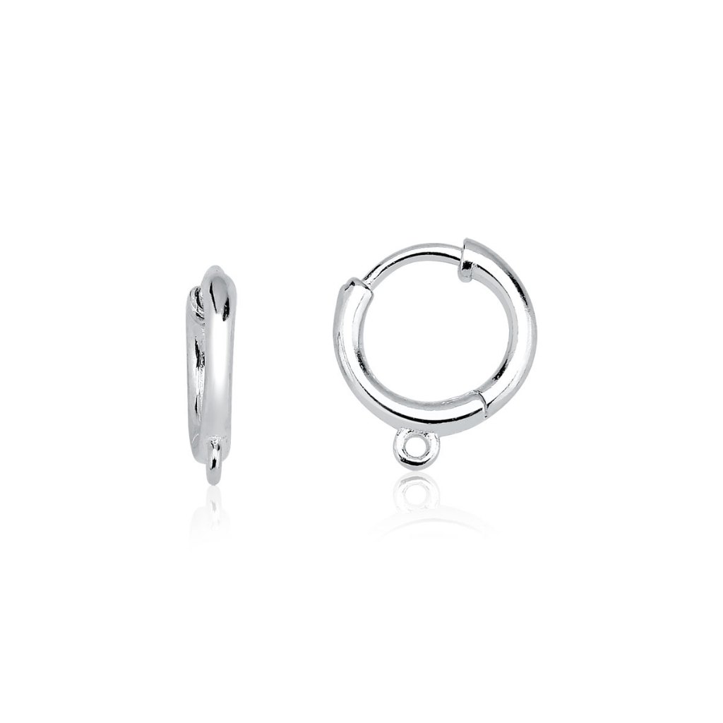 Brinco de Prata 925 Argola Click Para Pingentes | Fio Redondo
