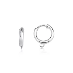 Brinco de Prata 925 Argola Click Para Pingentes | Fio Redondo