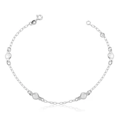 Pulseira Feminina de Prata 925 Redonda Cravejada com Zircônias