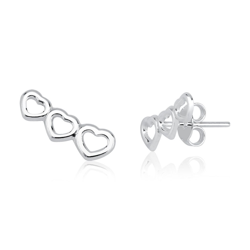 Brinco Feminino de Prata 925 Ear Cuff Coração Vazado em Oferta na Shopee