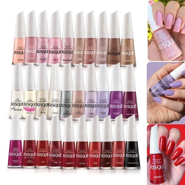 Esmaltes Risque Diversas Cores Cremoso Hipoalergênico Esmalte Nude Rosa Vermelho Roxo Branco Atacado