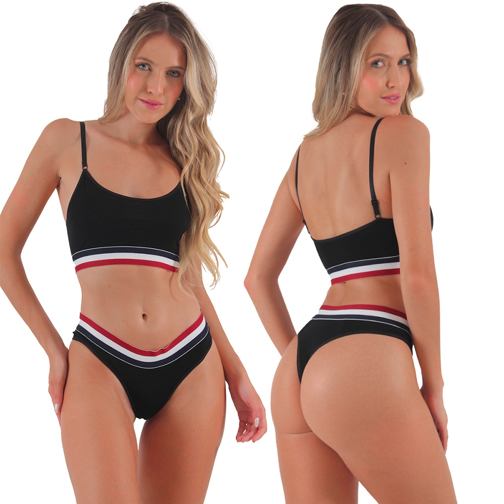 Conjunto Top Listra + Tanga Fio Sexy Listra em Oferta na Shopee