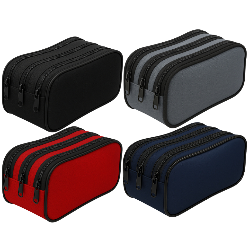 Estojo Escolar Triplo Box C/ 3 Divisórias Organizador Zíper em Oferta na Shopee