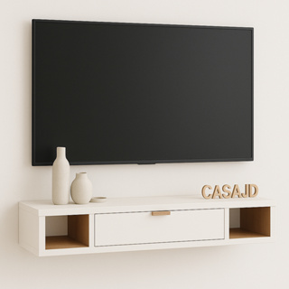 Rack Suspenso Para TV 90cm Off White Versatta Com 2 Nichos Sala e Quarto em Oferta na Shopee