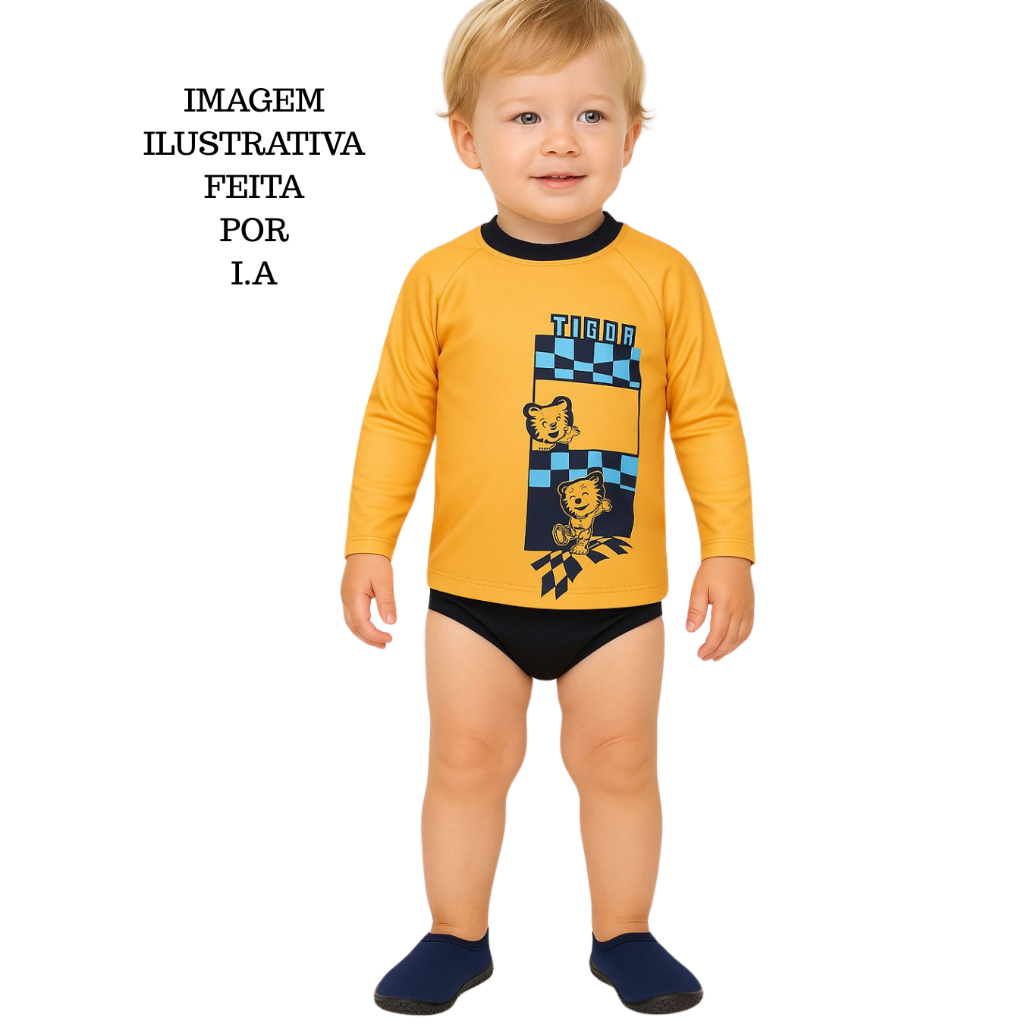 Camiseta Manga Longa Com Proteção Solar Masculina Infantil Tigor