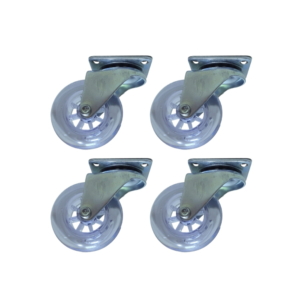 Kit 4 Rodízio Rodinha Giratório Para Móveis Carrinhos Gel Silicone 50mm AntiRisco Sem Freios