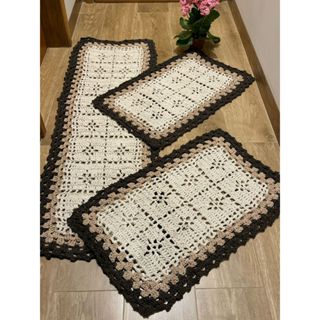 Passadeira Para Cozinha De Crochê 3 Peças- Direto Da Fabrica em Oferta na Shopee