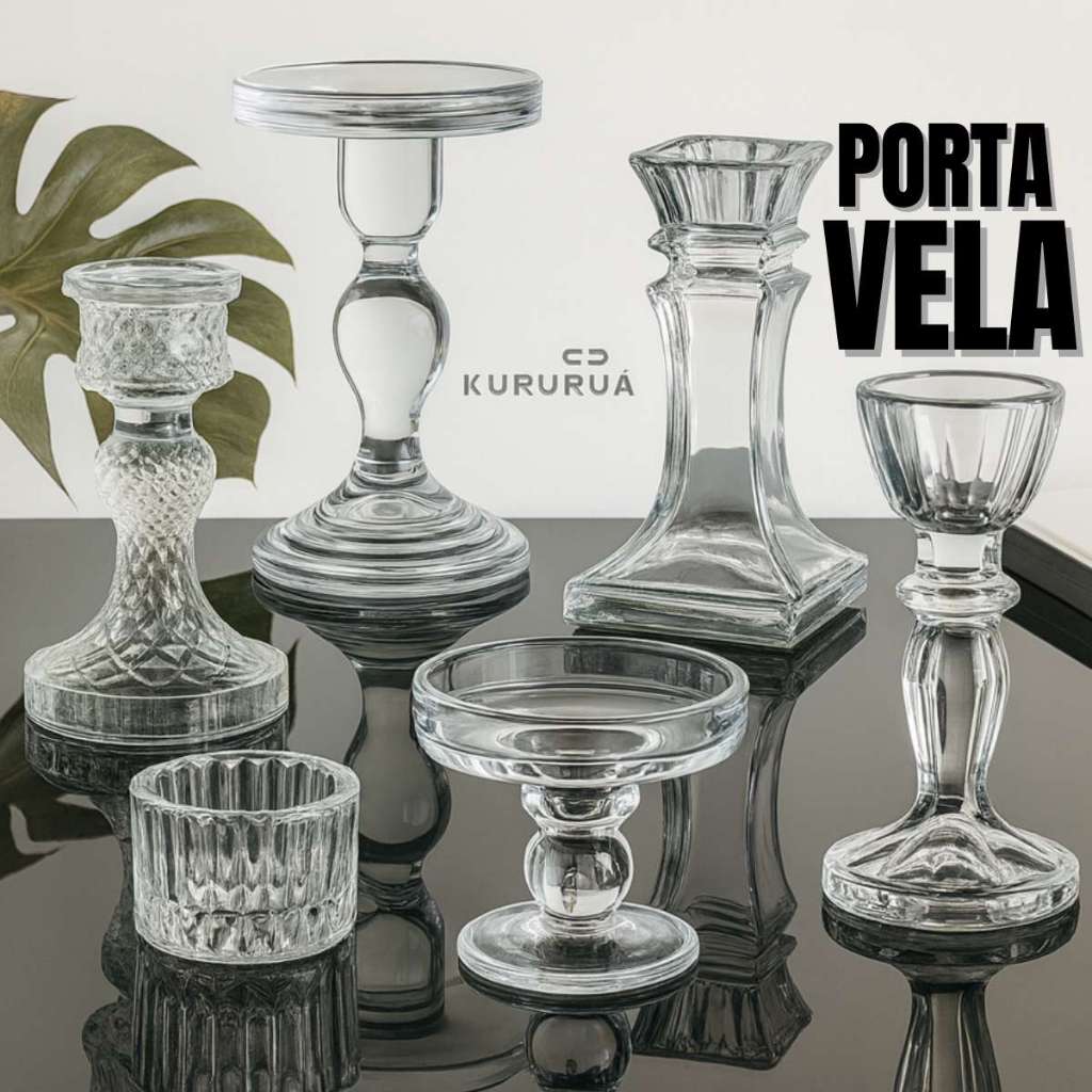 Castiçal Vidro e Porta velas Decorativo