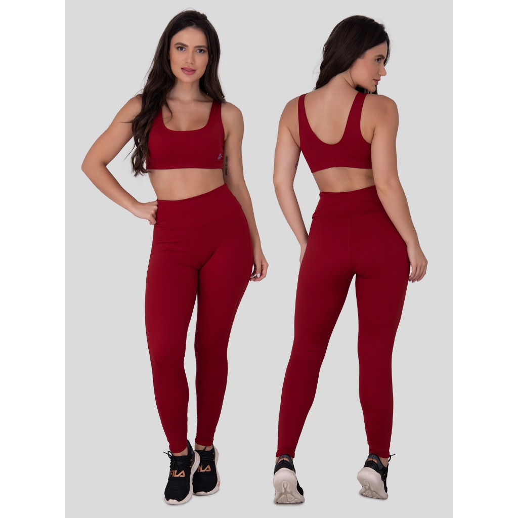 Calça Legging Feminina Lisa  Cintura Alta Yoga Básica de Poliamida Moda Feminina