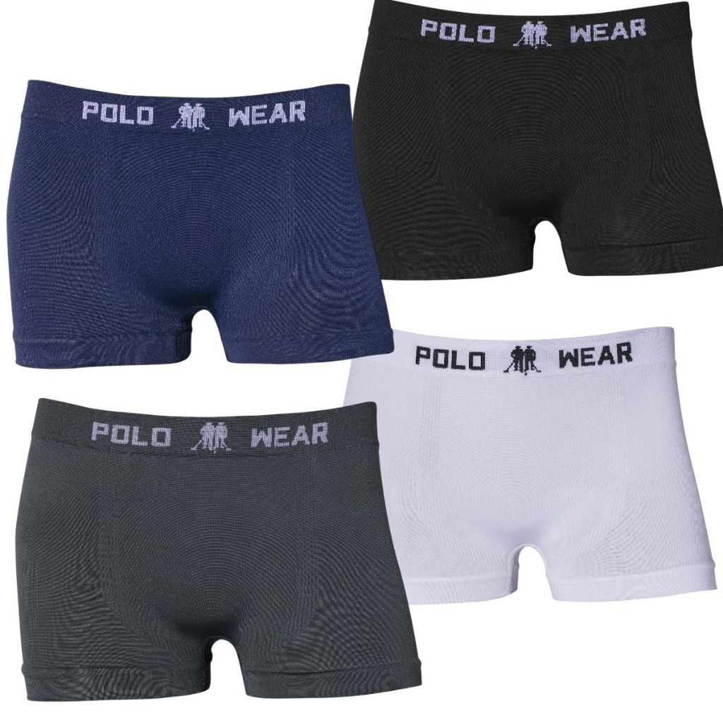 Kit 4 Cuecas Infantis Boxer Polo Wear Microfibra Sem Costura Conforto Diário
