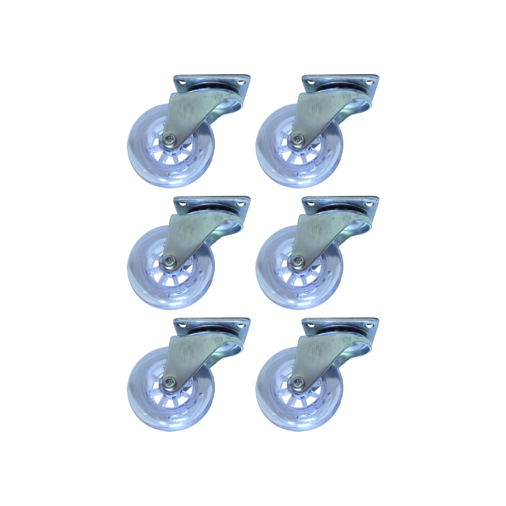 Kit 6 Rodízio Rodinha Giratório Para Móveis Carrinhos Gel Silicone 50mm AntiRisco Sem Freios
