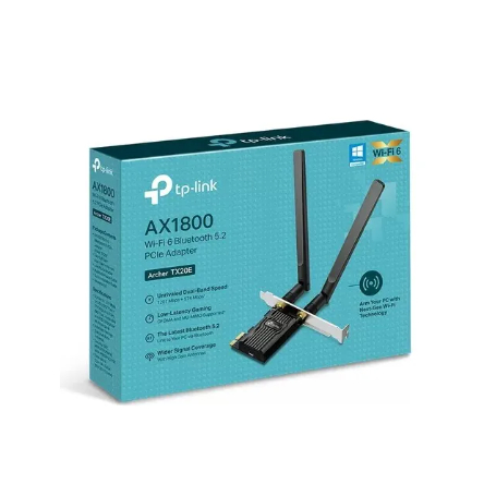 Placa de Rede PCI-e Adaptador Wi-Fi 6 e Bluetooth TP-Link Archer TX20e Ax1800 com 2 Antenas
