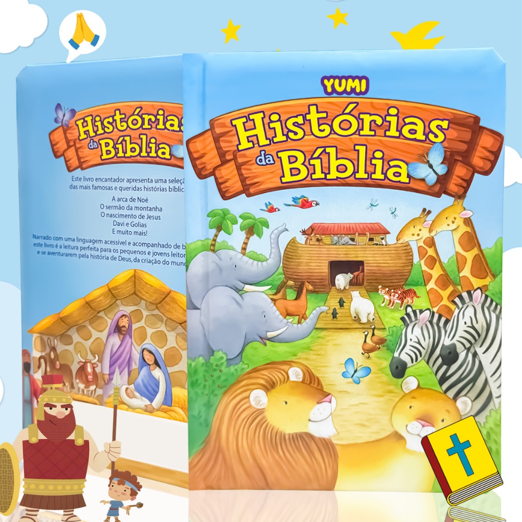 Histórias Bíblicas Livro Infantil Histórias Da Bíblia Ilustradas Do Antigo E Novo Testamento Almofadado Folhas Duras em Oferta na Shopee
