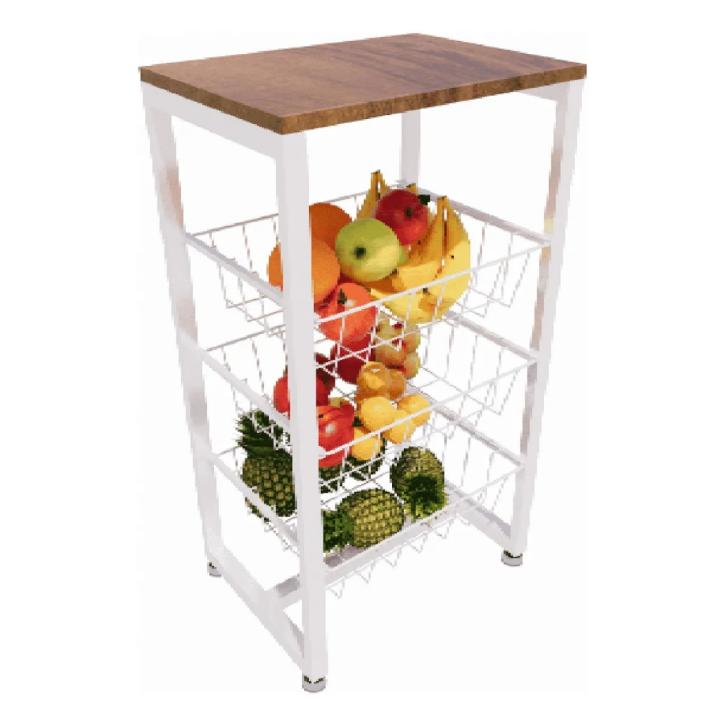 Fruteira De Chão Para Cozinha Tampa Mdf Aço Mesa p/ Bebedouro Filtro Agua Galão Microondas em Oferta na Shopee