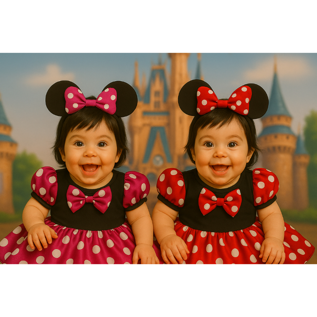 BODY FANTASIA TEMATICO  INFANTIL BEBÊ LUXO MINNIE VERMELHA OU MINNIE ROSA MENINAS MESVERÁRIOS FESTAS CARNAVAL