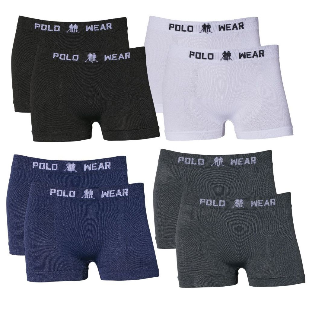 Kit 8 Cuecas Boxer Infantil Polo Wear Sem Costura Microfibra Confortável