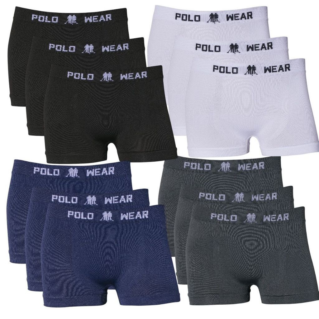 Kit 12 Cuecas Boxer Infantil Polo Wear Conforto Qualidade Sem Costura