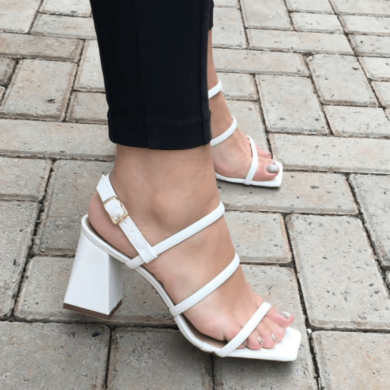 Sandalia Feminina Salto Bloco Quadrado 7cm Moda Elegante Confortavel Estilo Tendencia