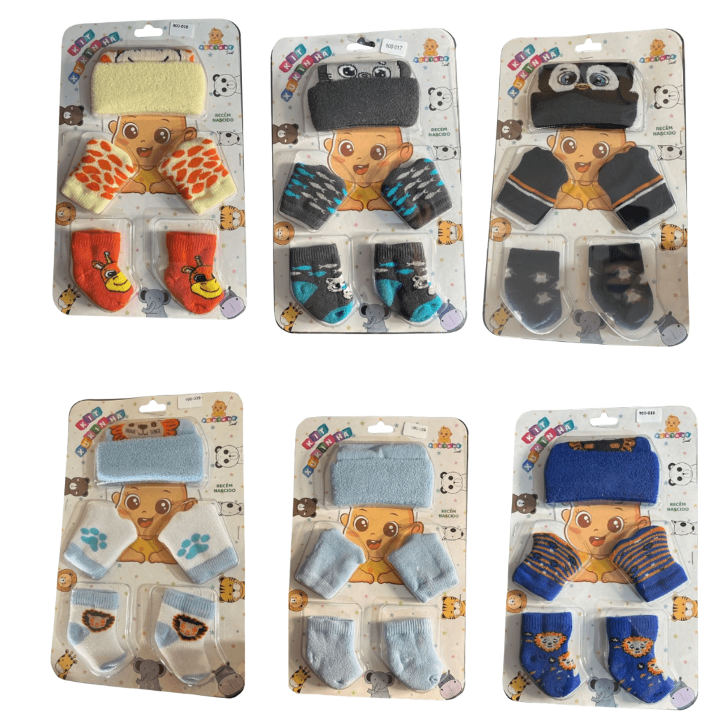 5 Kits Touca Luva e Meia Para Bebê Recém Nascido Maternidade Enxoval Sortidas em Oferta na Shopee